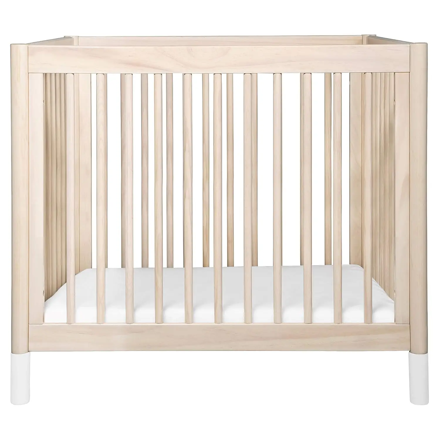 Babyletto Gelato 4-in-1 Convertible Mini Crib in Washed Natural and White, Greenguard Gold Certified