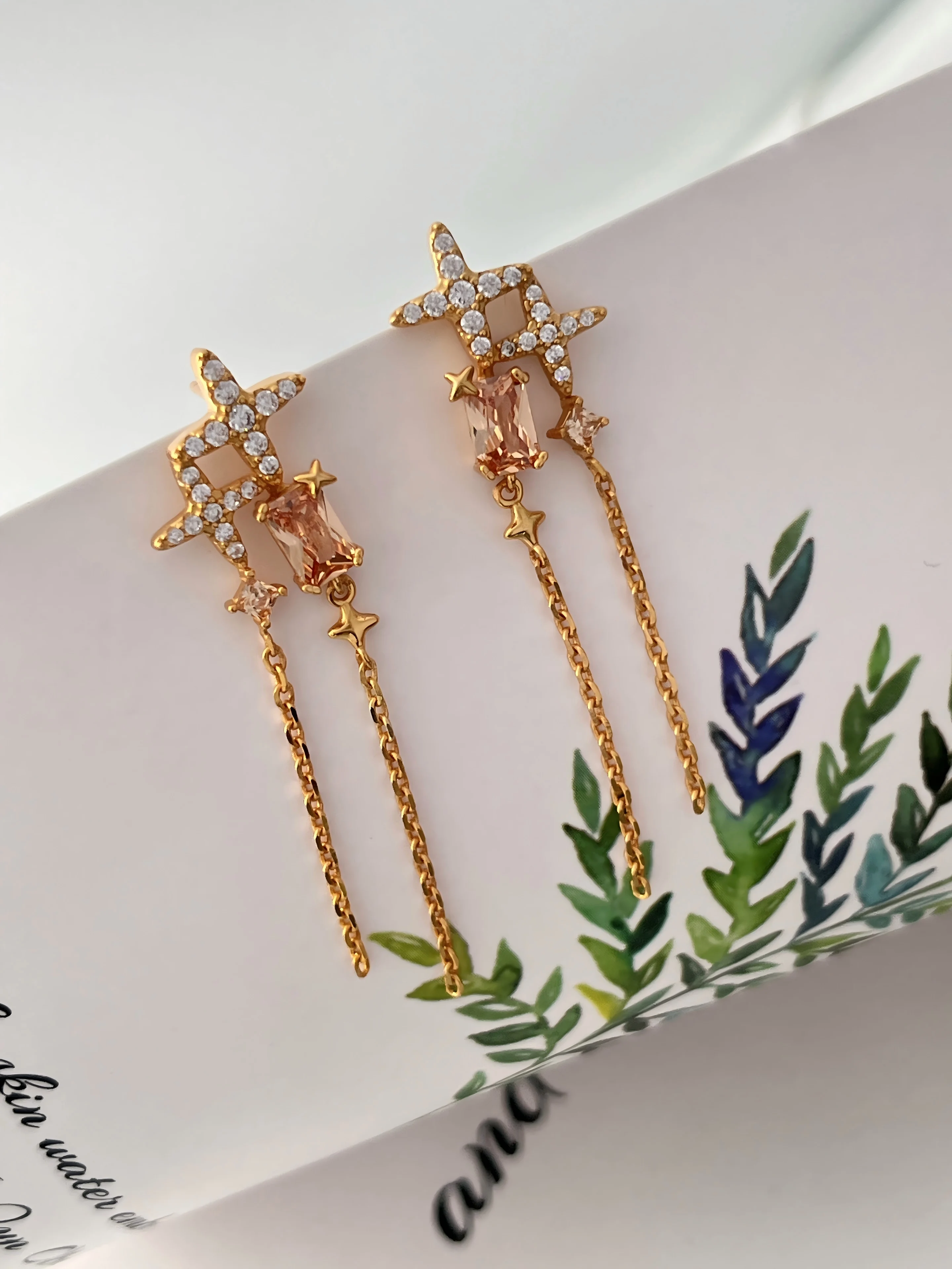 

Cross-border New Arrival Star-Shaped Zircon Fringe Earrings Elegant and Sophisticated Versatile for Daily Wear Wholesale Jewelry