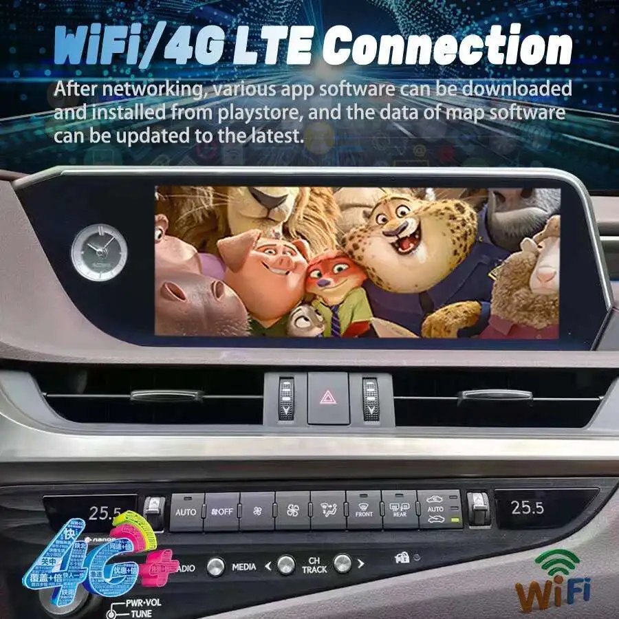 12.3インチAndroid 14 CarPlay対応レクサスES ES350H ES250 ES350 ES300H 2018-2022年式車用マルチメディアビデオプレーヤーヘッドユニットGPSステレオ