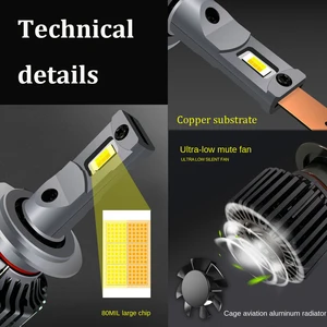 Doppelte LED -LED -LED -LED -Leuchten, Nebelscheinwerfer, Gelb, Weiß, 3000k, 4300k, 6000k, H4, H8, H11, Hb3, 9006, H7, 12000lm, 2x100W 10 Hauptverkäufe gelbe Lampen H4 - №6