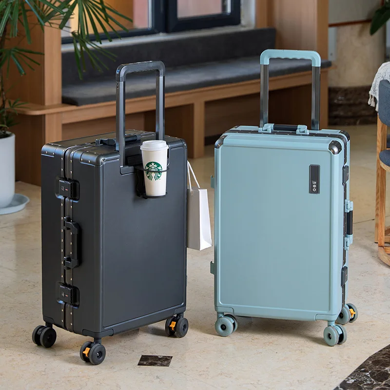 

20-26 inch Aluminum Frame Luggage Multifunctional Student Password Travel Suitcase with Brake Wheels Durable PC Cabin Bag