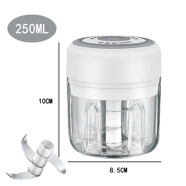 100ML/250ML 전기 고기 Mincer 마늘 쵸퍼 회전 마늘 프레스 분쇄기 야채 양파 커터 주방 요리 액세서리