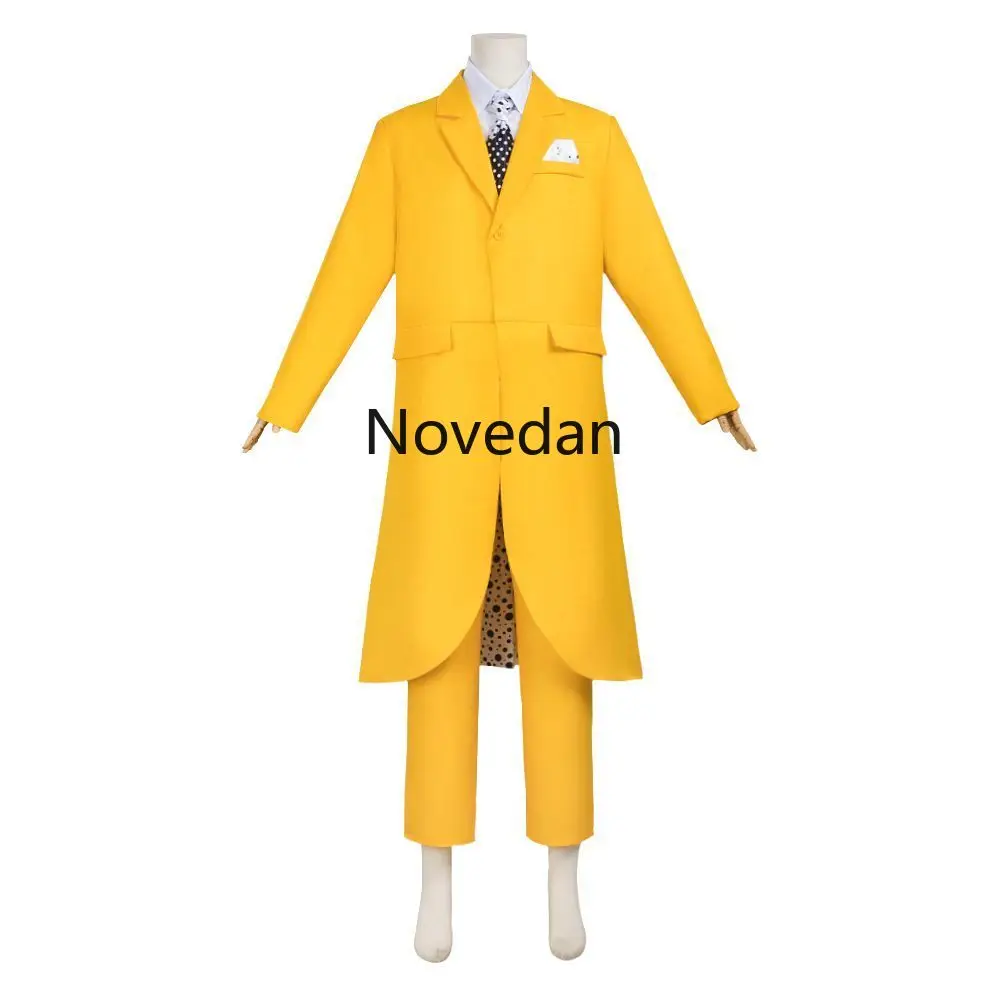 Movie The Mask Cosplay Costume Jim Carry Cosplay Yellow Uniform Carnival Party Suit Hat Green Mask Halloween Clown Props Outfits view 5