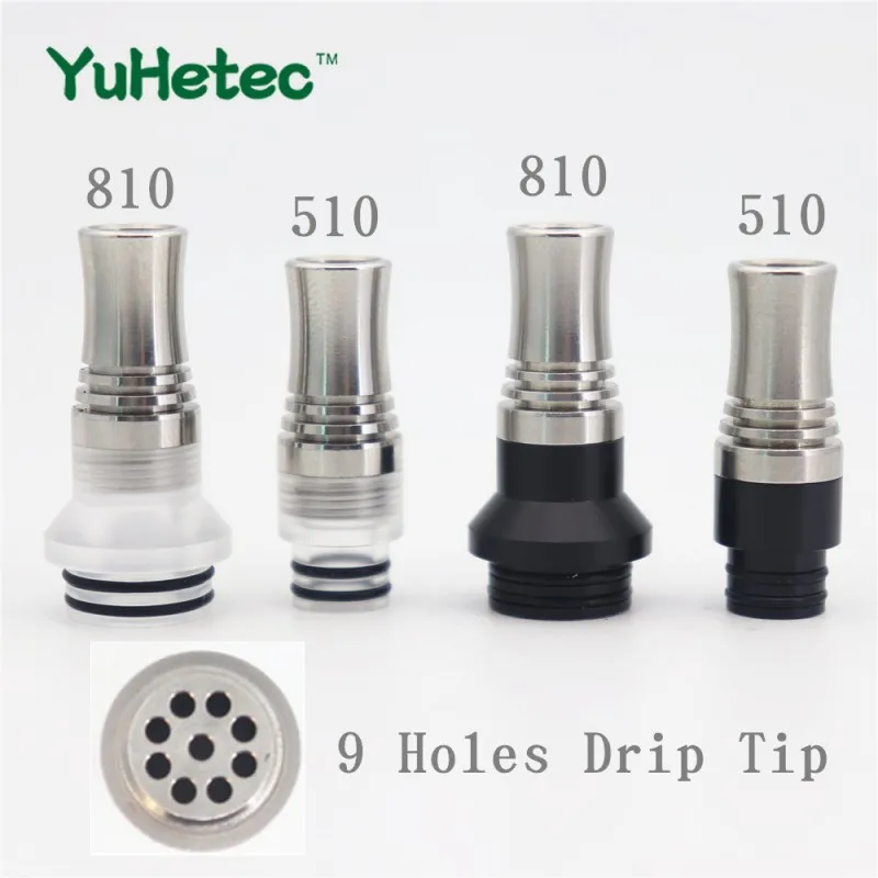 Nhỏ Giọt Cho VapeYUHETEC 1 Chiếc 810 510 9 Lỗ Dài Nhỏ Giọt Đầu Ngăn Ngừa Eliquid Từ Slopping Cơ Quan Ngôn Luận Cho RDA RTA xe Tăng 810