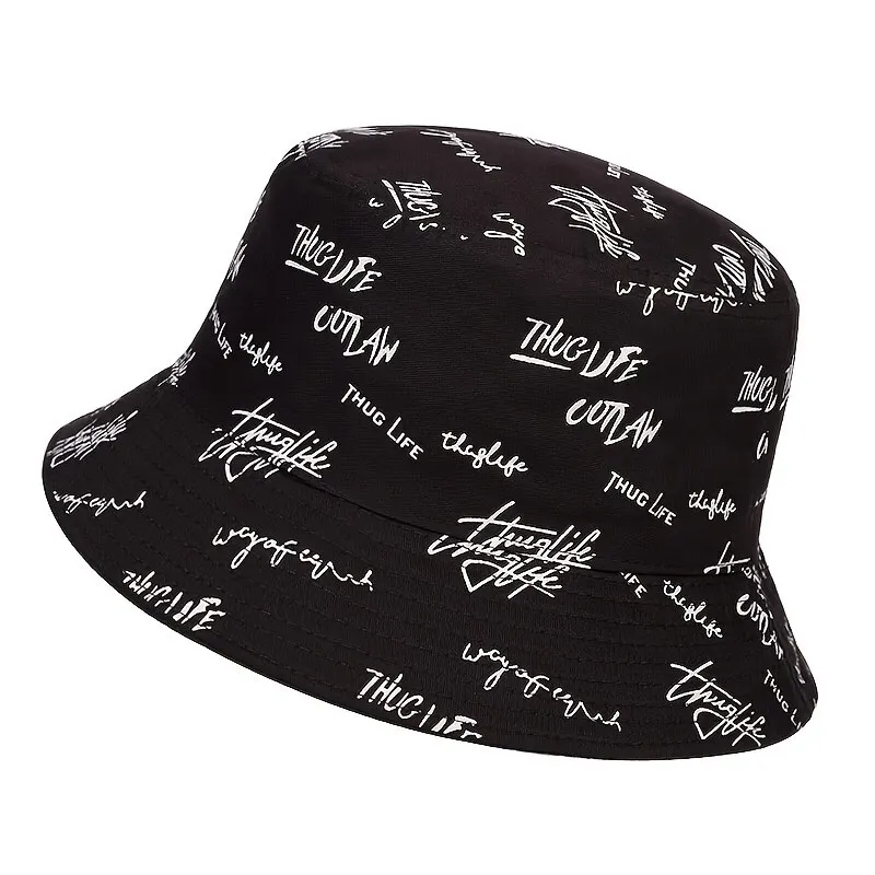 Unisex wyszywane litery drukowanie osobowość kapelusze typu Bucket czapki rybackie Outdoor Casual Cap kapelusz z filtrem przeciwsłonecznym