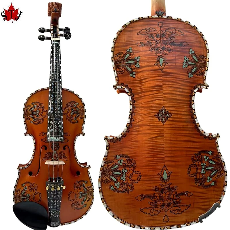 Hand made Norwegian fiddle 4strings 4/4 violin Hardanger fiddle,powerful sound#15436