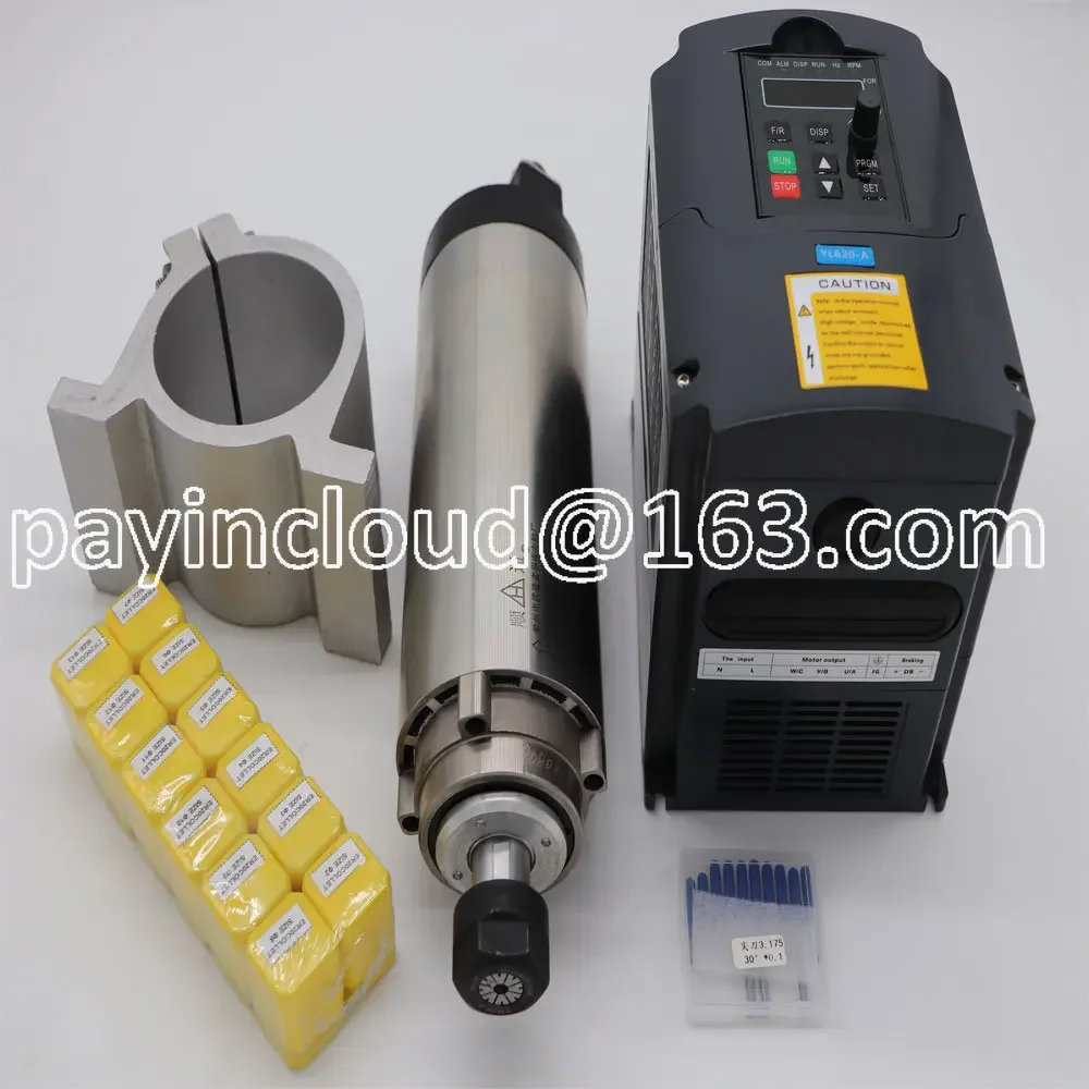 

2.2KW Air Cooling Spindle +2.2KW VFD Inverter+1 Pieces Spindle Support+ER20 Collets+CNC Engraving Bits CNC Milling Spindle ER20