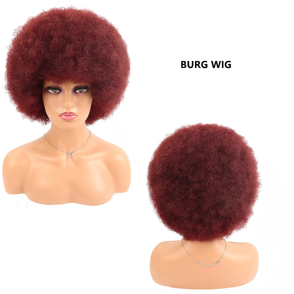 

Афро-парики с толстой челкой Кудрявый короткий пушистый синтетический парик Боб Бесклеевые бразильские парики машинного производства на продажу