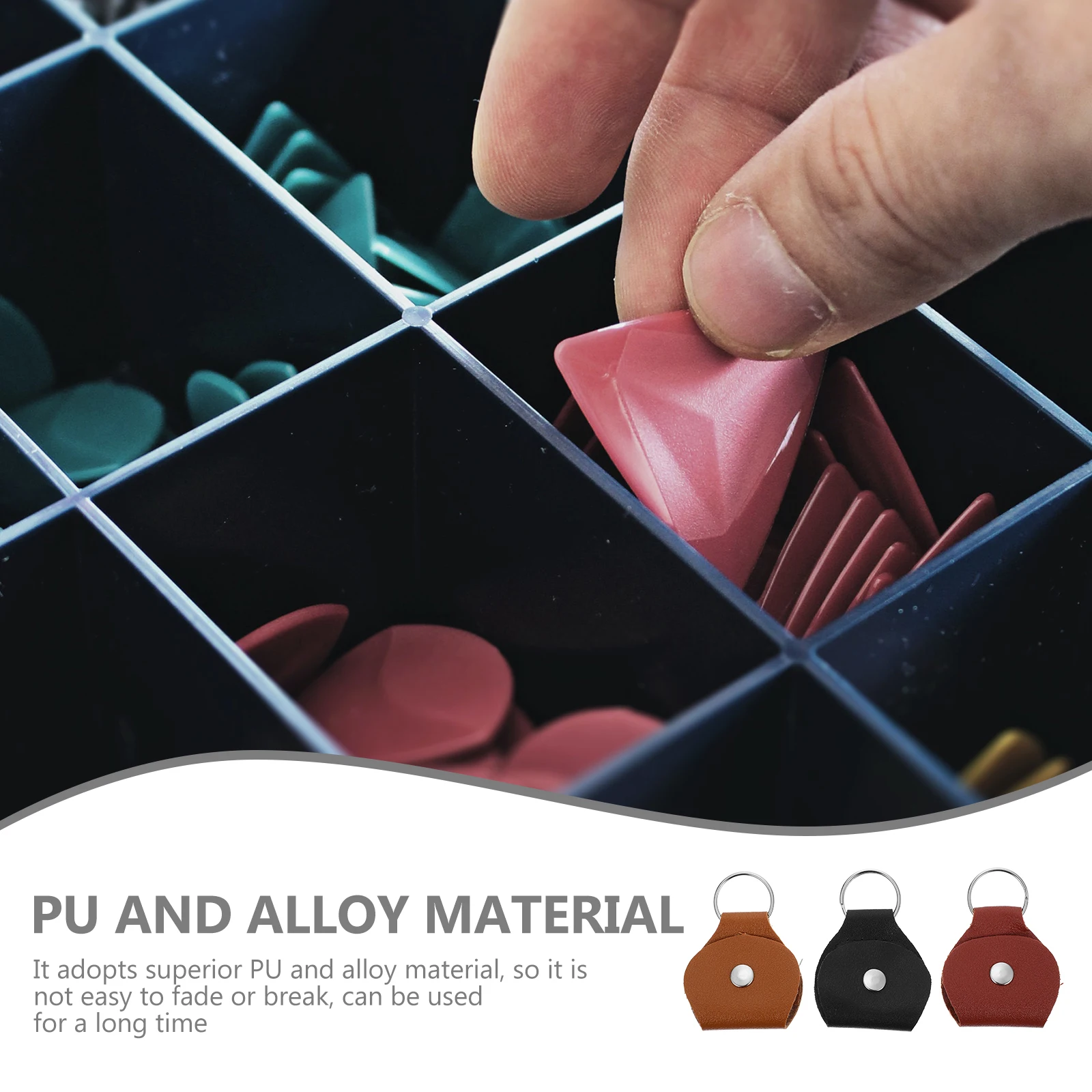 9-teilige Aufbewahrungstasche für Plektren, Schlüsselanhänger, Gitarrenhalter, für Plektren, geformtes Plektrum-Zubehör