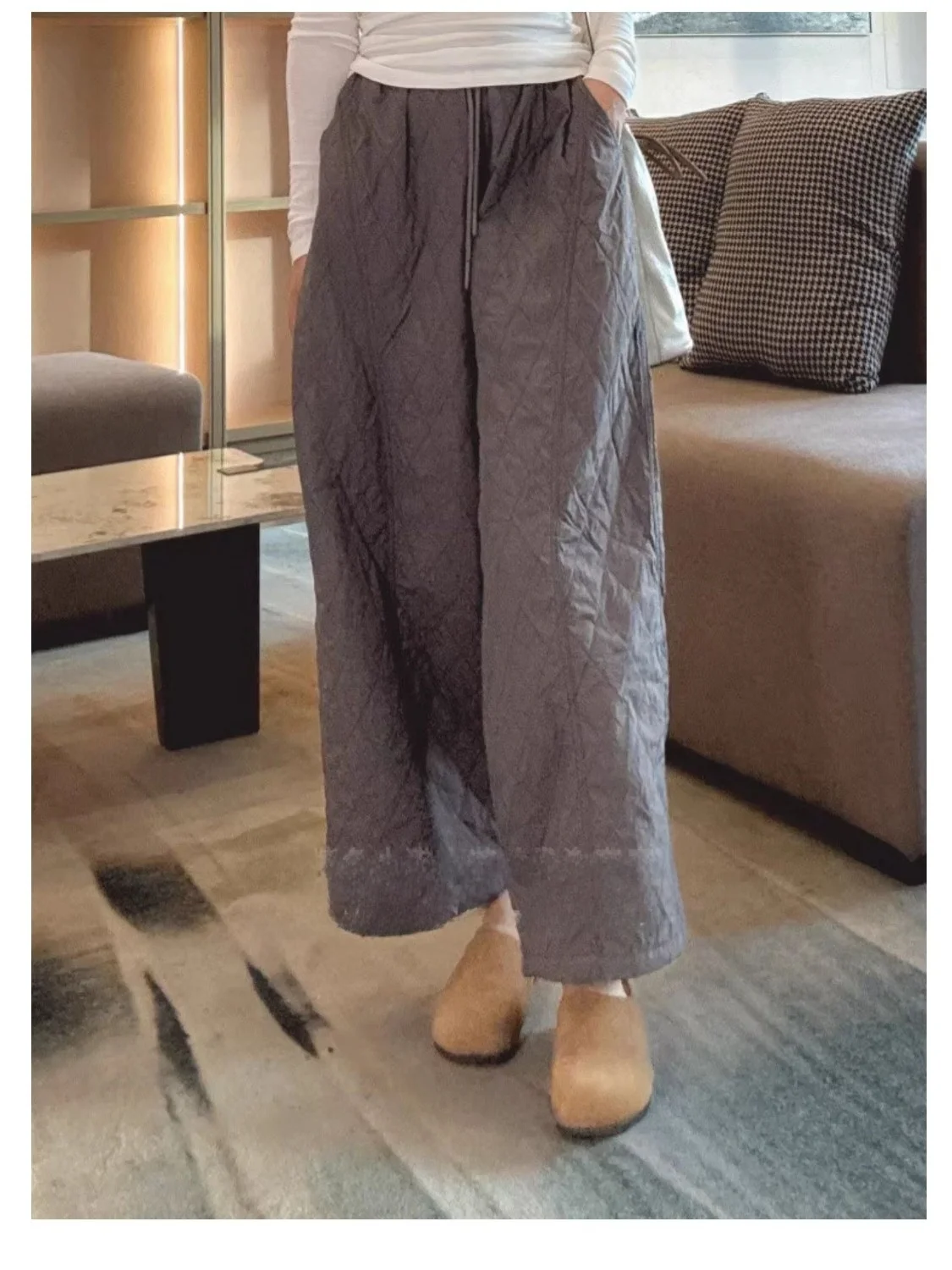 Pantaloni in cotone da donna a vita alta gamba dritta gamba larga nove punti inverno nuovi capispalla Sle pantaloni in cotone sottile