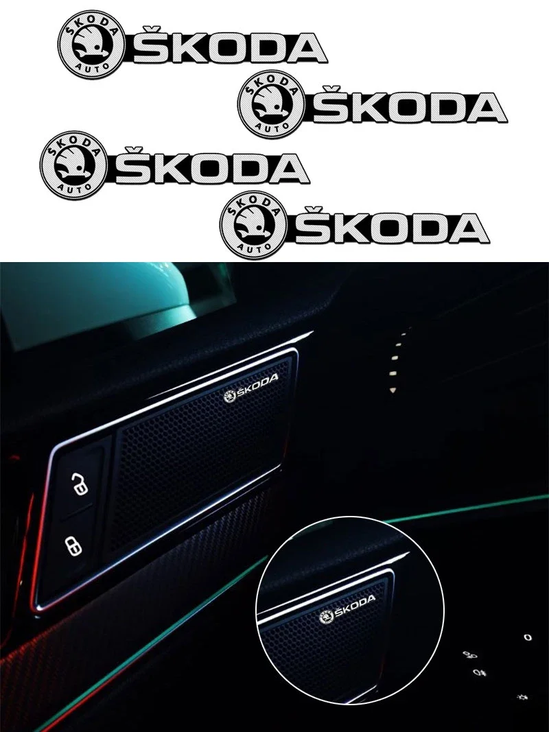 Stereo sticker car audio decoration badge For Skoda Octavia MK2 MK3 2 3 A7 Fabia Karoq Kodiaq Superb Rapid Kamiq Scala Yeti