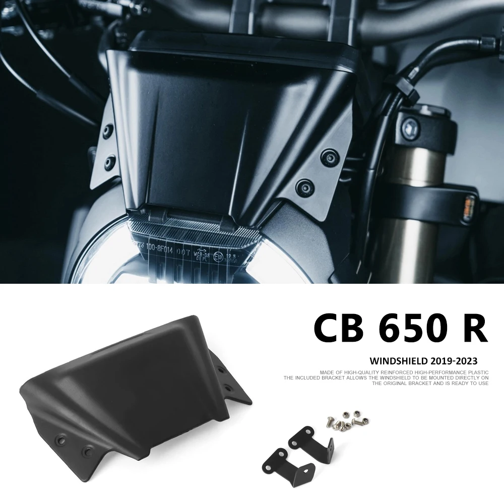 Windshield For Honda CB650R CB 650 R cb650r CB 650R 2019-2023 2022 Motorcycle Windscreen Bracket Set Black Flyscreen Deflector