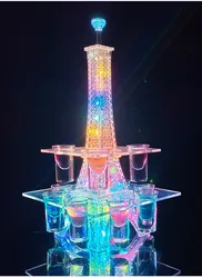 New Colorful Led Luminous Crystal Tower Cocktail Cup Holder Stand Bar Nightclub Shot Glass Glorifier Display Rack Disco Decor