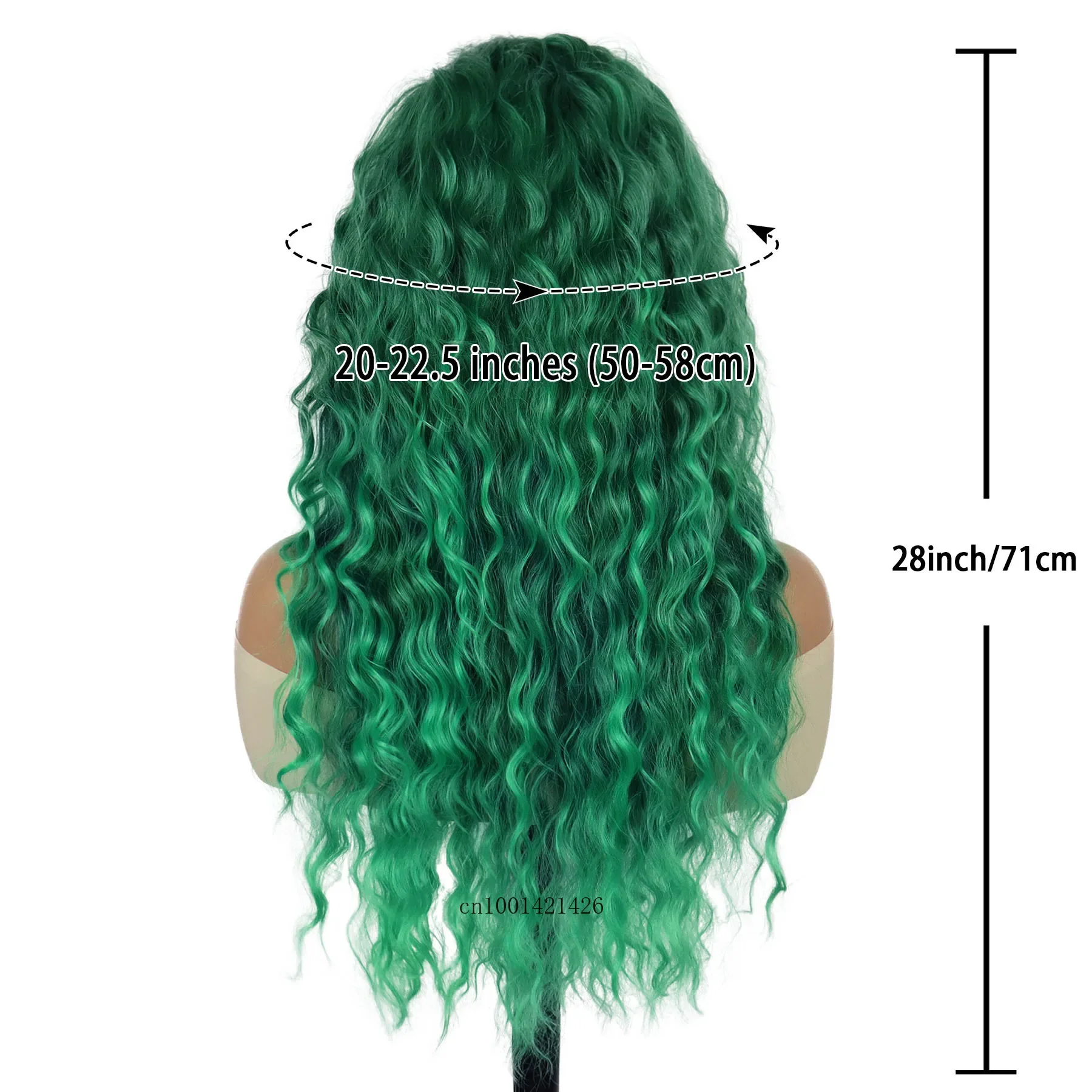 Perruques vertes pour femmes Costume de fête de carnaval synthétique pour femmes 26 pouces de long coiffures ondulées bouclées vertes perruque de mode carnaval