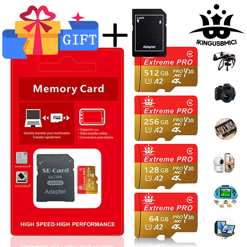 Extreme Pro TB 512GB 256GB 64GB 32GB microSDHC SDX C UHS-I Cartão de Memória micro TF 170MB/s Classe 10 U3 Com Adaptador SD