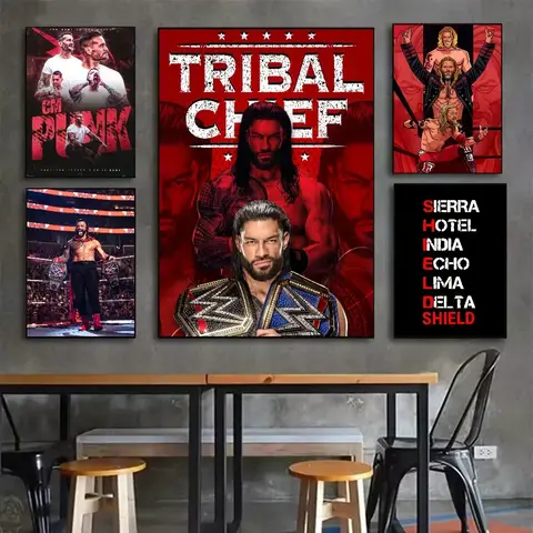 Wrestling Match W-Wwe Poster Aesthetic Canvas Painting Posters and Prints Wall Art Picture For Living Room Decoration