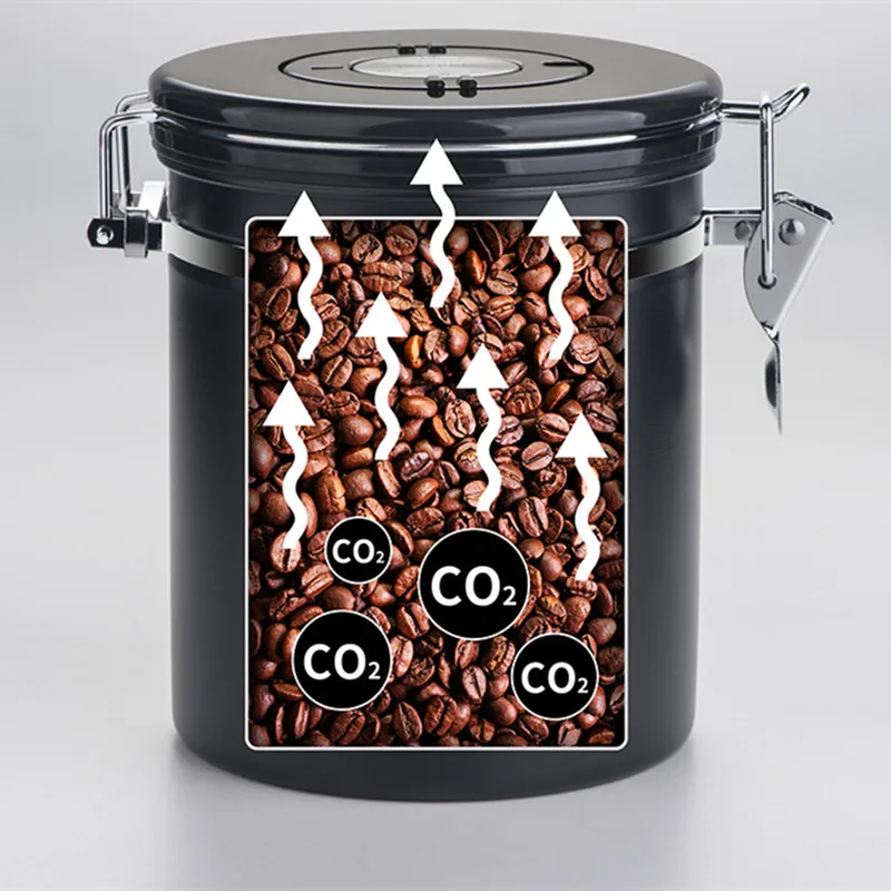 304 Stainless Steel Airtight Tank Coffee Bean Storage Tea Cans Kitchen Moisture-proof Storage Grain Storage Box Kitchen Items