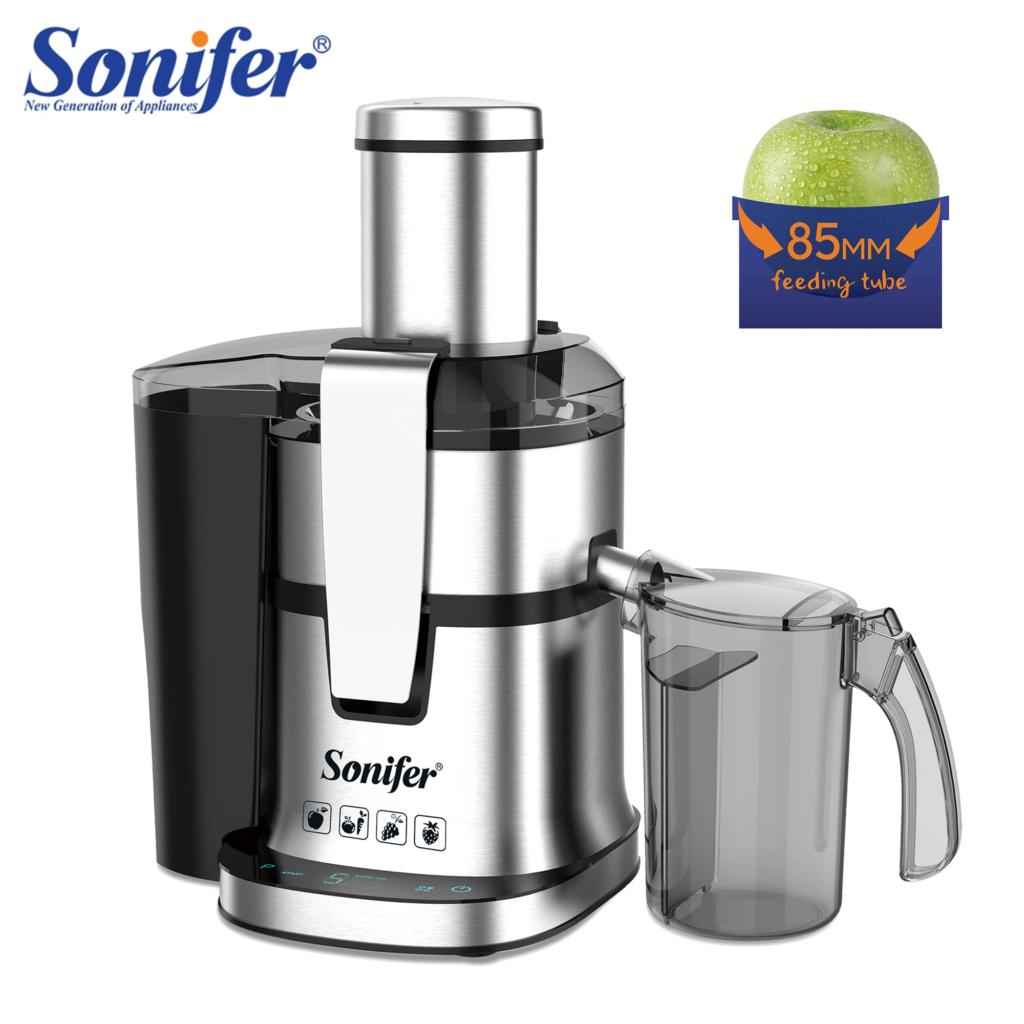 Sonifer Juice Extractor SF-5539 .2.4L extra large pulp container and 1.0L juicer jar .85mm feeding tube available for juicing wh