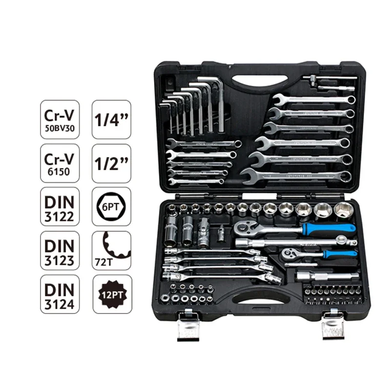 FIXTEC New Arrival 76Pcs Car Repair Tool Box Set Mechanic Tools Automotive