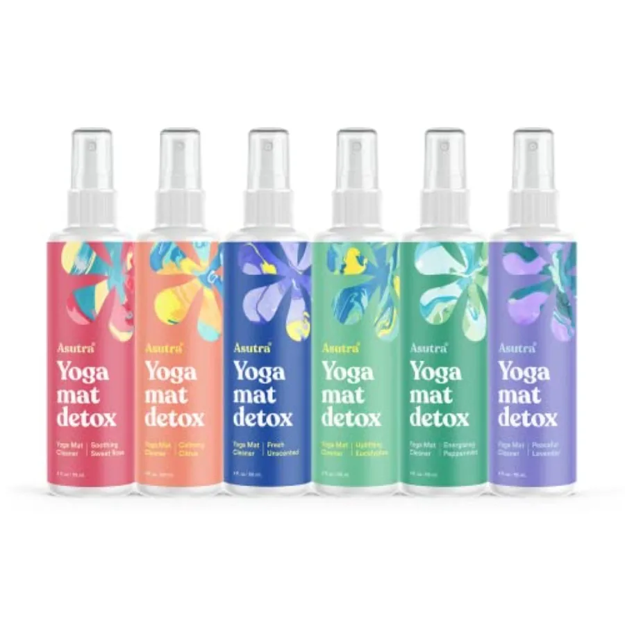 

Yoga Mat Cleaner Spray Pack All,4 fl oz (Pack of 6) - No Slippery Residue, Organic Essential Oils, Deep-Cleansing for Fitness G