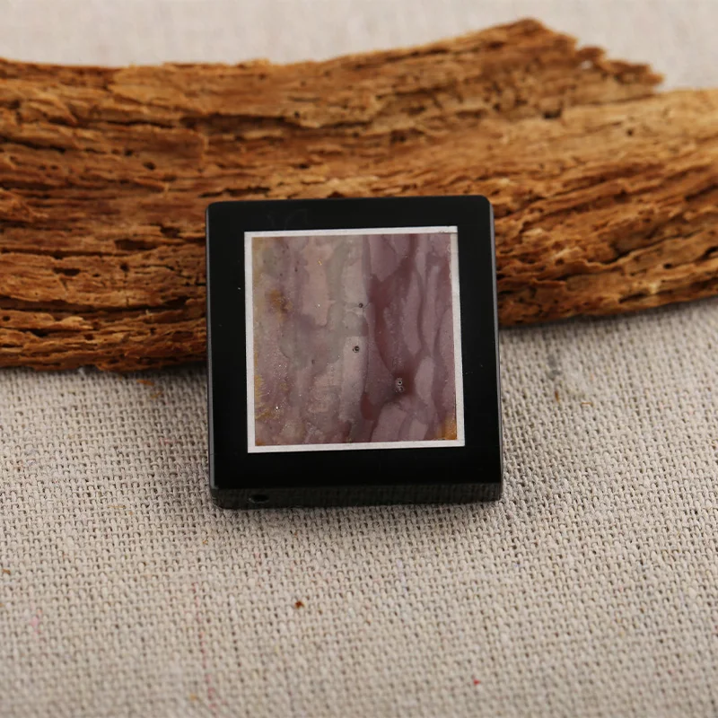 

B&F Square Picture Jasper Pendant Beads, Handmade Natural stones beads, Polished Stones for jewelry Making Supplies