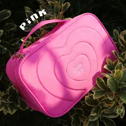 Fashion Quilted Travel Toiletry Bag Double Layer Storage Bag Fluffy Makeup Bag Large Capacity Handbag Cosmetic Organizer