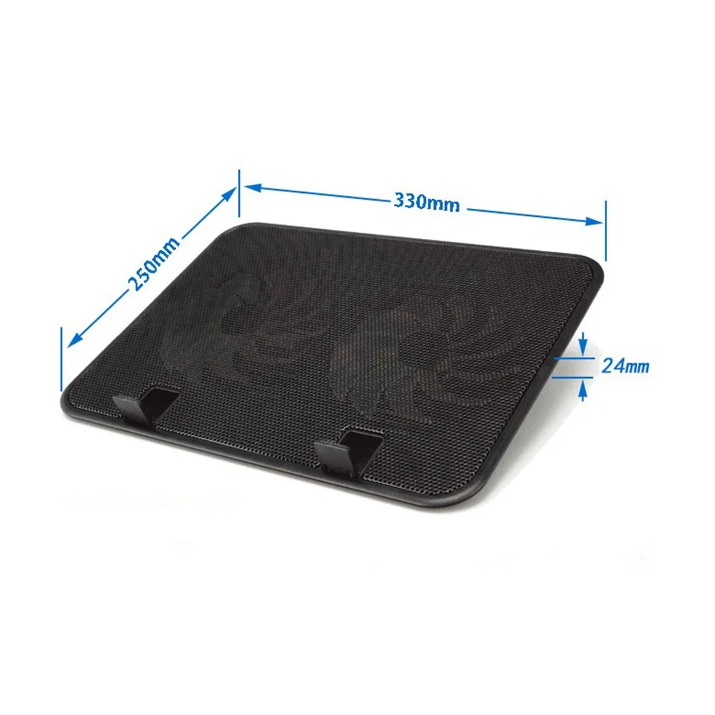 14 Inch Notebook Cooler 5v Dual Fan USB External Laptop Cooling Pad Slim Stand High Speed Silent Metal Panel Fan