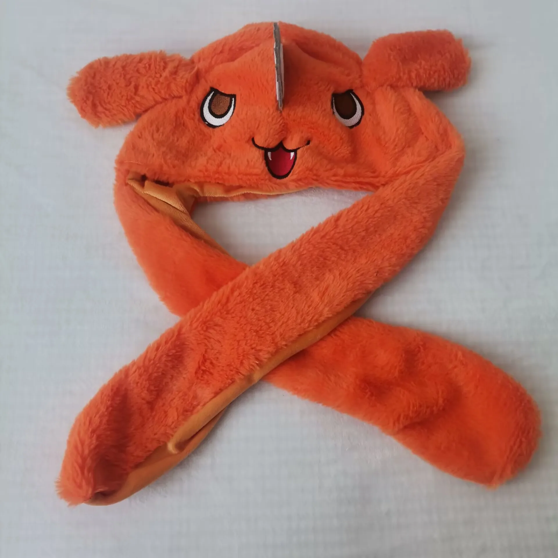 

Orange Dog Pochita Plush Hat Long Ears Movable Warm Cap Cosplay Headwear Halloween Carnival Party Bunny Funny Kids Fans Gifts