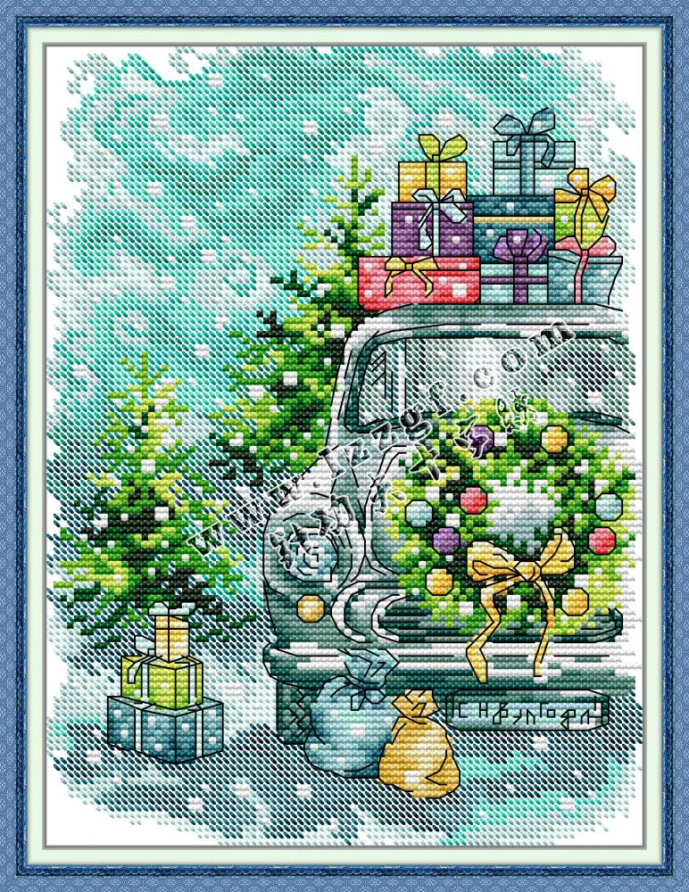 

Полный набор для вышивки крестом, рождественский подарок, автомобильный комплект, штампованная печатная ткань без печати, DMC, рукоделие, домашний декор