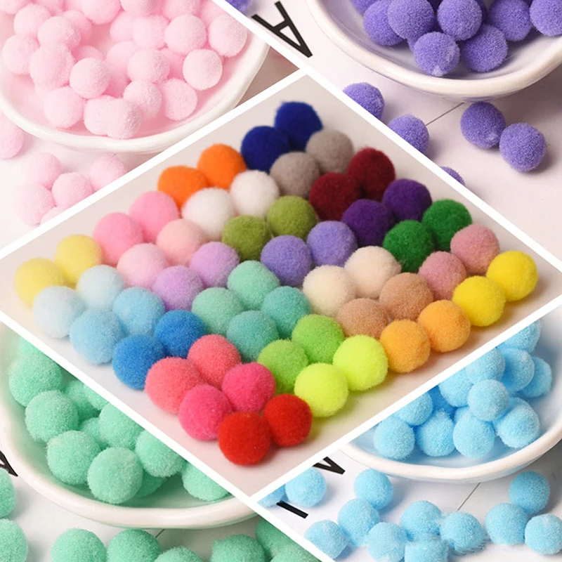 

100Pcs/pack Pompom Balls Sewing On Cloth Accessories 1CM Mix Color Pompones Fur Craft DIY Soft Pom Poms Wedding Decoration