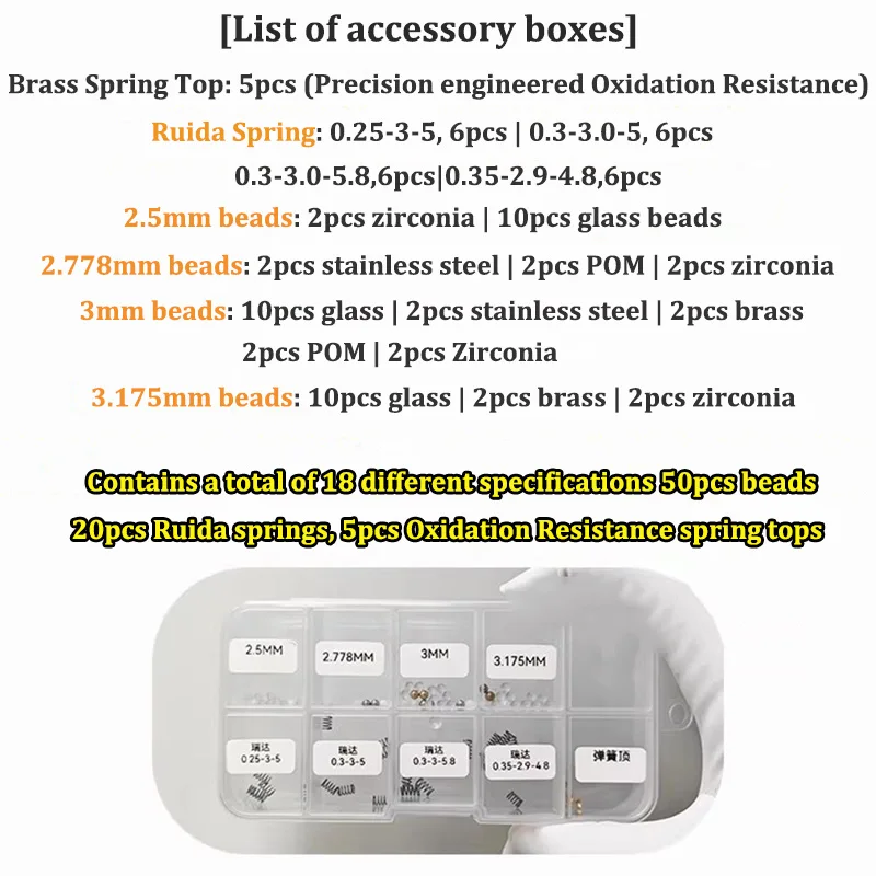 EDC Mechanical Push Slider Rhythm Refit Accessories Ruida Spring/Brass Spring Top/Zirconia/glass/POM/brass/S.S Beads Accessories