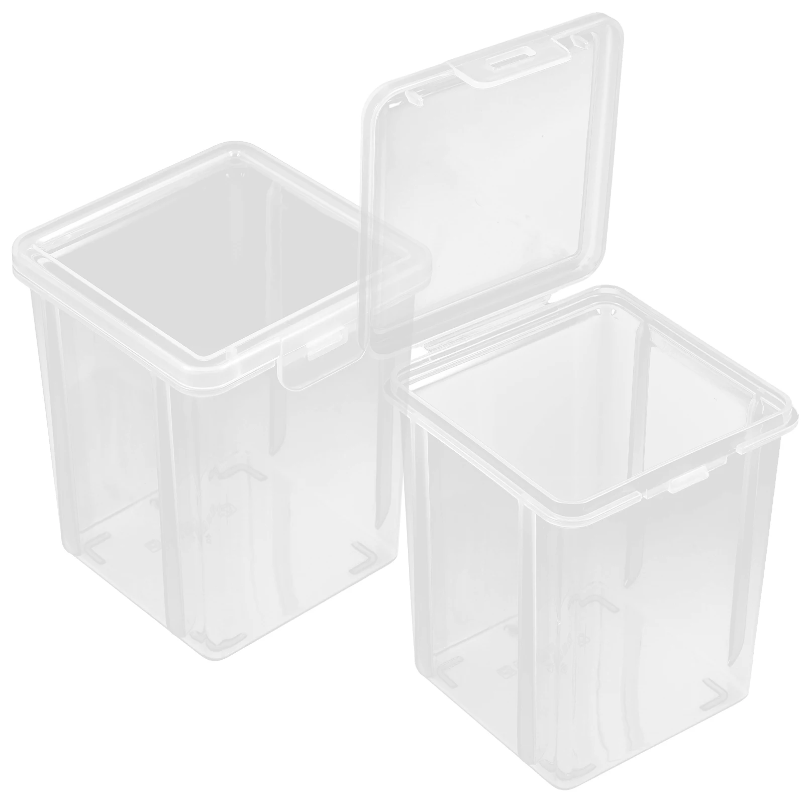 

2pcs Plastic Storage Boxes Transparent Classroom Office Stationery Document Organizer Lid Container Dustproof Moisture Resistant
