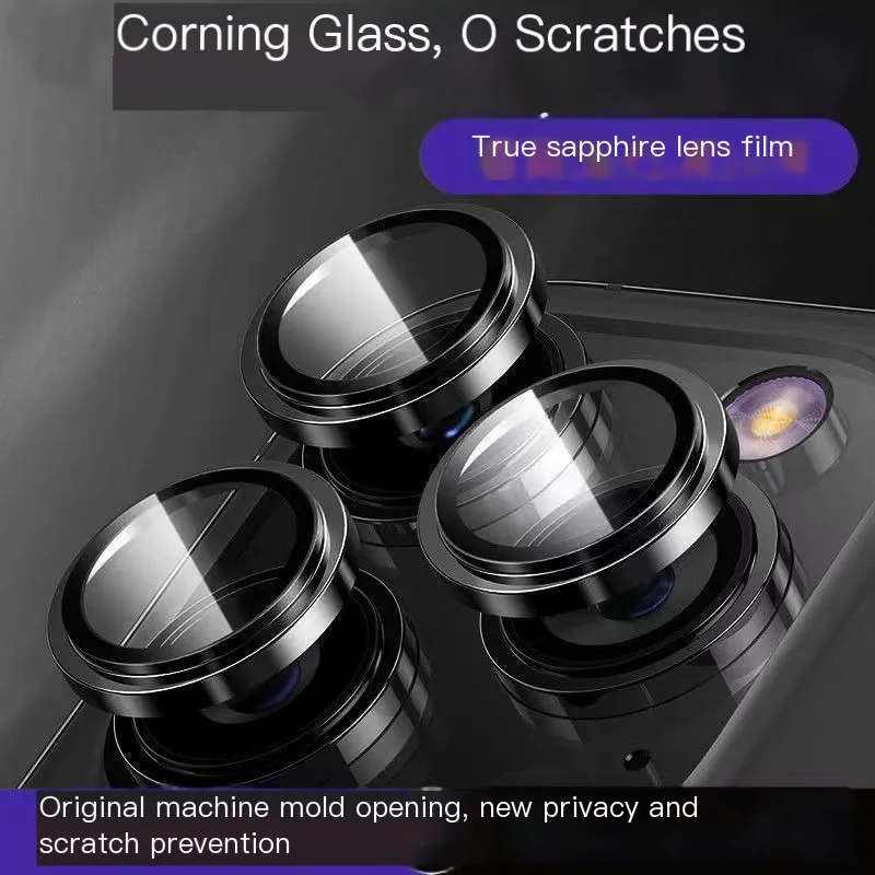 Protetor de Lente de Câmera de Metal para iPhone 15 Pro Max, Anel de Metal de Vidro Temperado para iPhone 13 12 14, Película Protetora Traseira Ziai