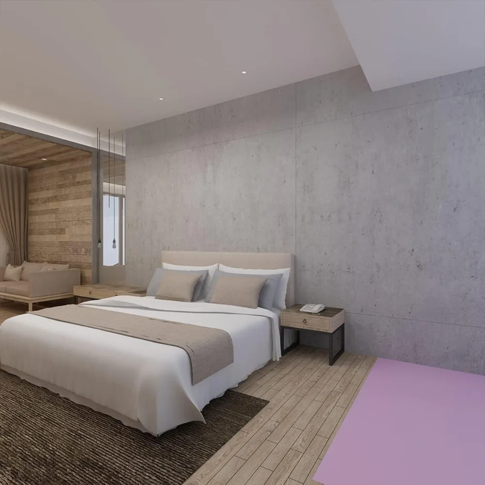 ورق جدران قابل للتقشير واللصق من الخرسانة باللون الرمادي الفاتح - لفافة فينيل أكثر سمكًا مع نسيج غير لامع ثلاثي الأبعاد لمظهر الخرسانة الرمادية المقاومة للماء