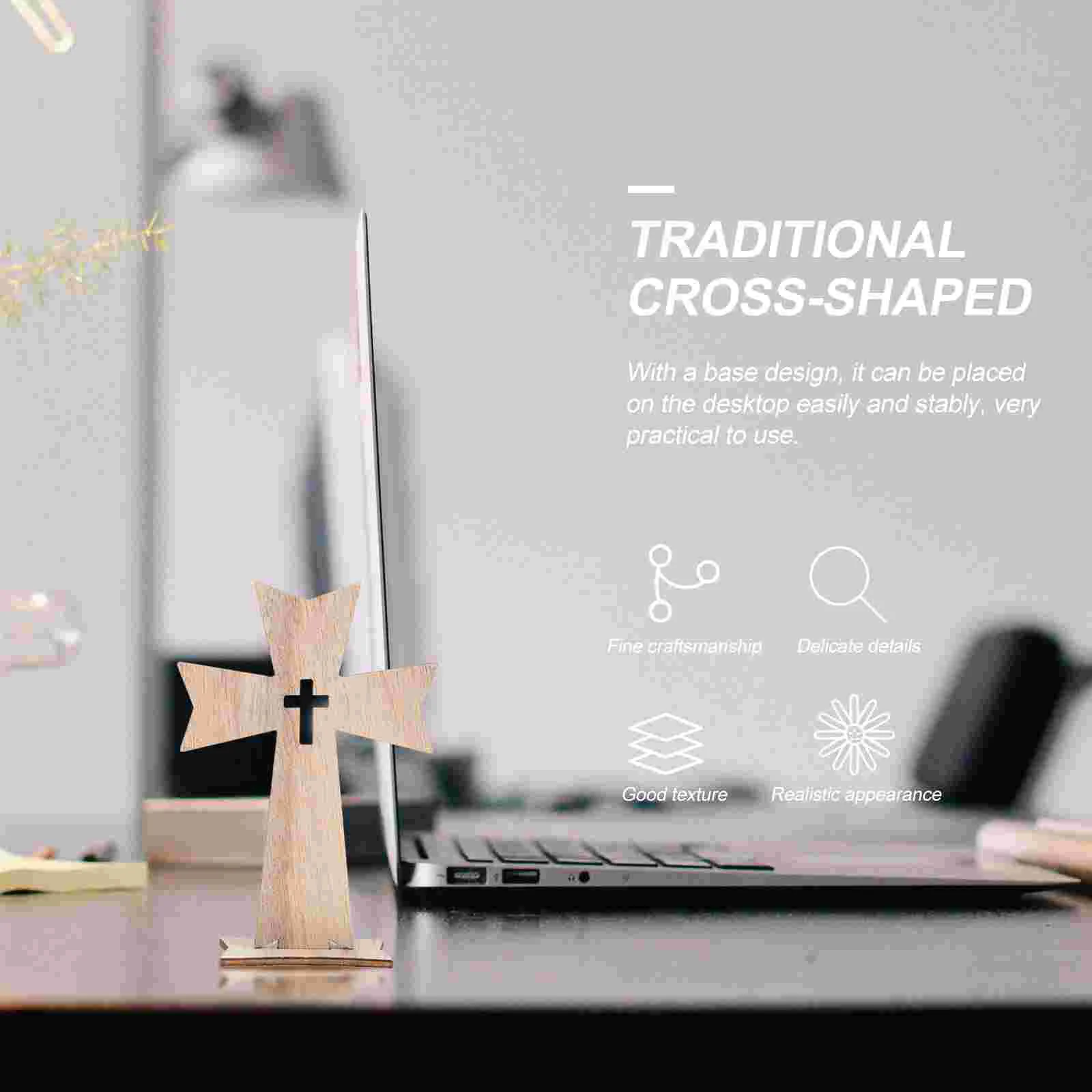 20 Sets Wooden Cross Adornment Simple Design Home Office Decor Compact Size Stable Base Practical Use Party Decoration