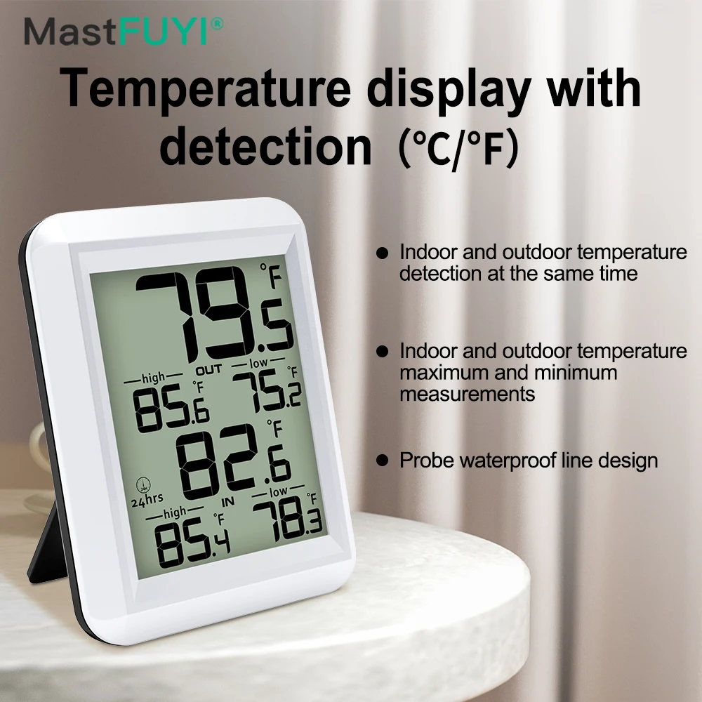 

MASTFUYI Indoor & Outdoor Temperature Detector Water Temperature Detector, Refrigerator Temperature Detector Portable Detection