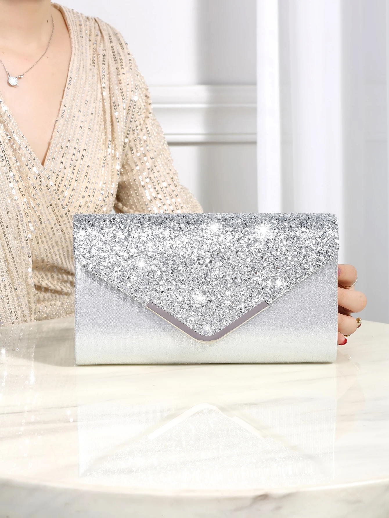 Glitter Bling,Shiny Elegant And Fashionable Envelope Clutch Bag, Party Wedding Handbag For Women Dinner Bag, Best Gift For Women