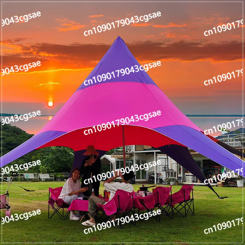 

Colorful Color Matching Single Peak Cloud Top Canopy Octopus Camp Tent Outdoor Camping Oversized Model Hexagonal Awning