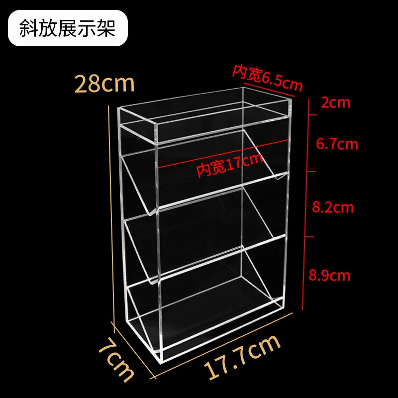 Acrylic Badge Display Stand – Tiered Pin Storage Shelf for Tabletop, Clear Rack for Collectible Anime Goods Merch, Pin Display