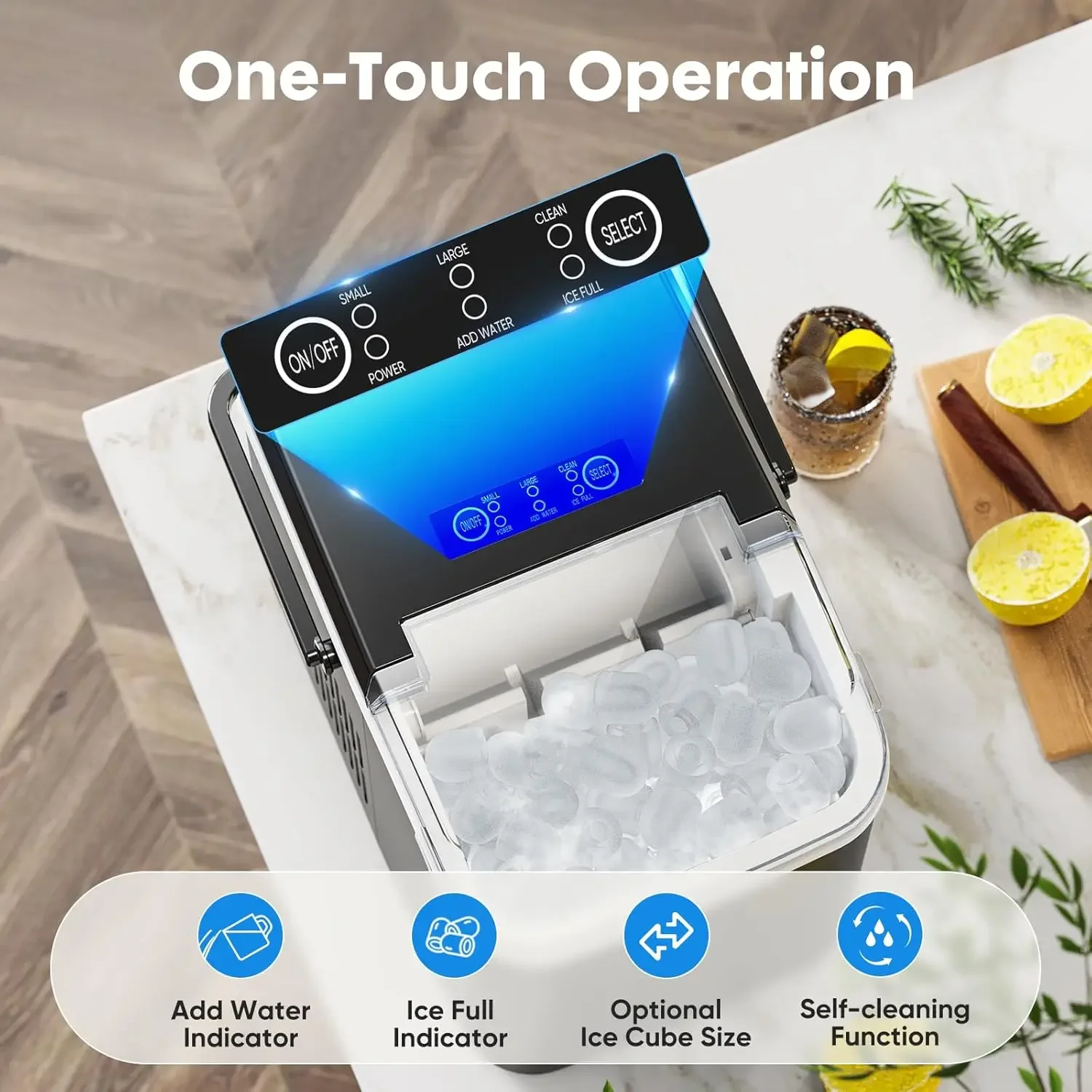 Efficient Countertop Ice Maker: Compact and Lightweight Small Ice Machine for Home, With Automatic Self-Cleaning Feature, Produc