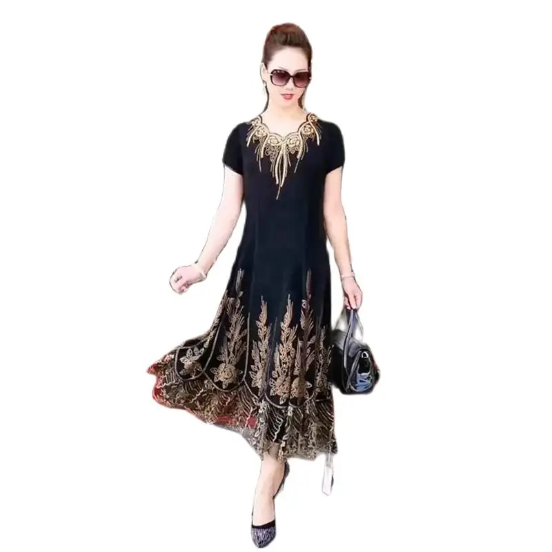 

2022 Summer New High-End Western Style Wide Wife Fashion Ethnic Style Loose Temperament Loose And Slimming Dres