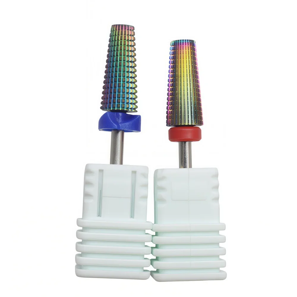 1Pc Rainbow Color Nail Drill Bit Cylindrical Grinding Head Professional Electric Nail File Bit for Nail Art Gel Polish Removal