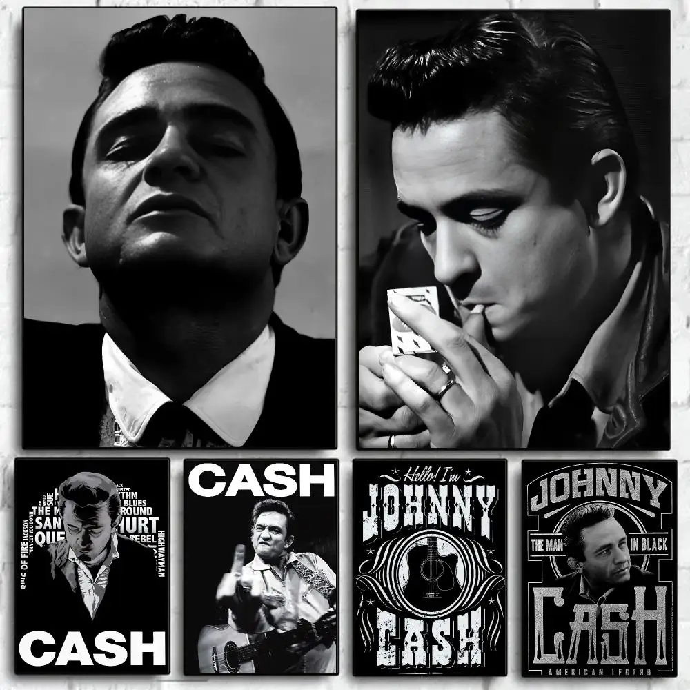 Pop Singer J-Johnny Cash Poster Self Adhesive Wall Art Decor for Bedroom Living Room Office Home Decor Gift