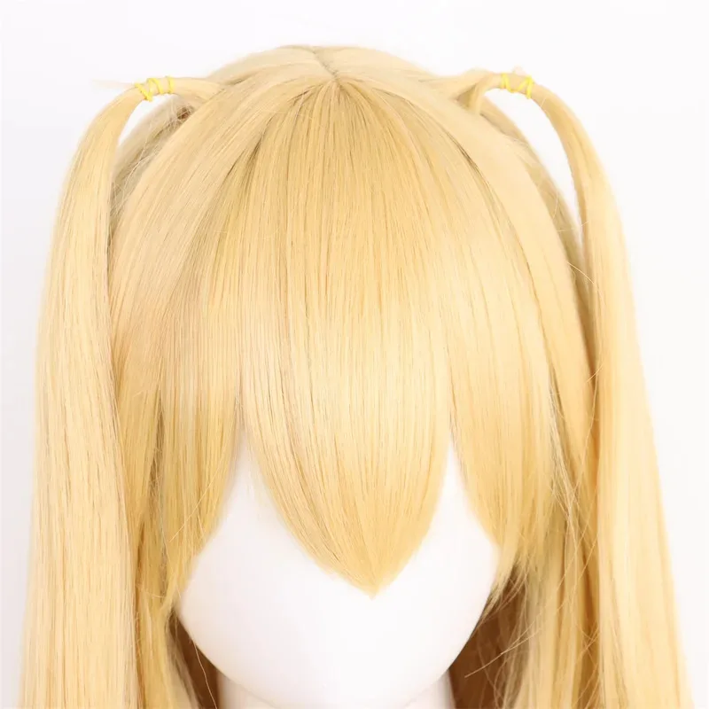 2025 yiyi2025yiyiDeath Note MisaMisa Парик Длинные желтые двойные хвосты Миса Амане Косплей Термостойкие парики из синтетических волос