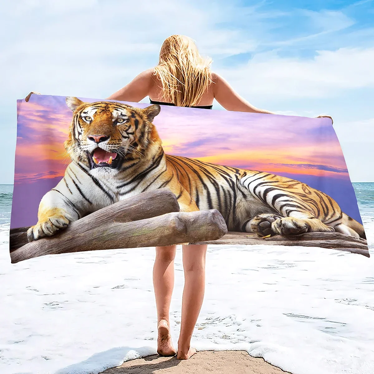 Oversized Beach Towel Pool s Microfiber Quick Dry Swim Blanket Large Sand Towel Tiger Print