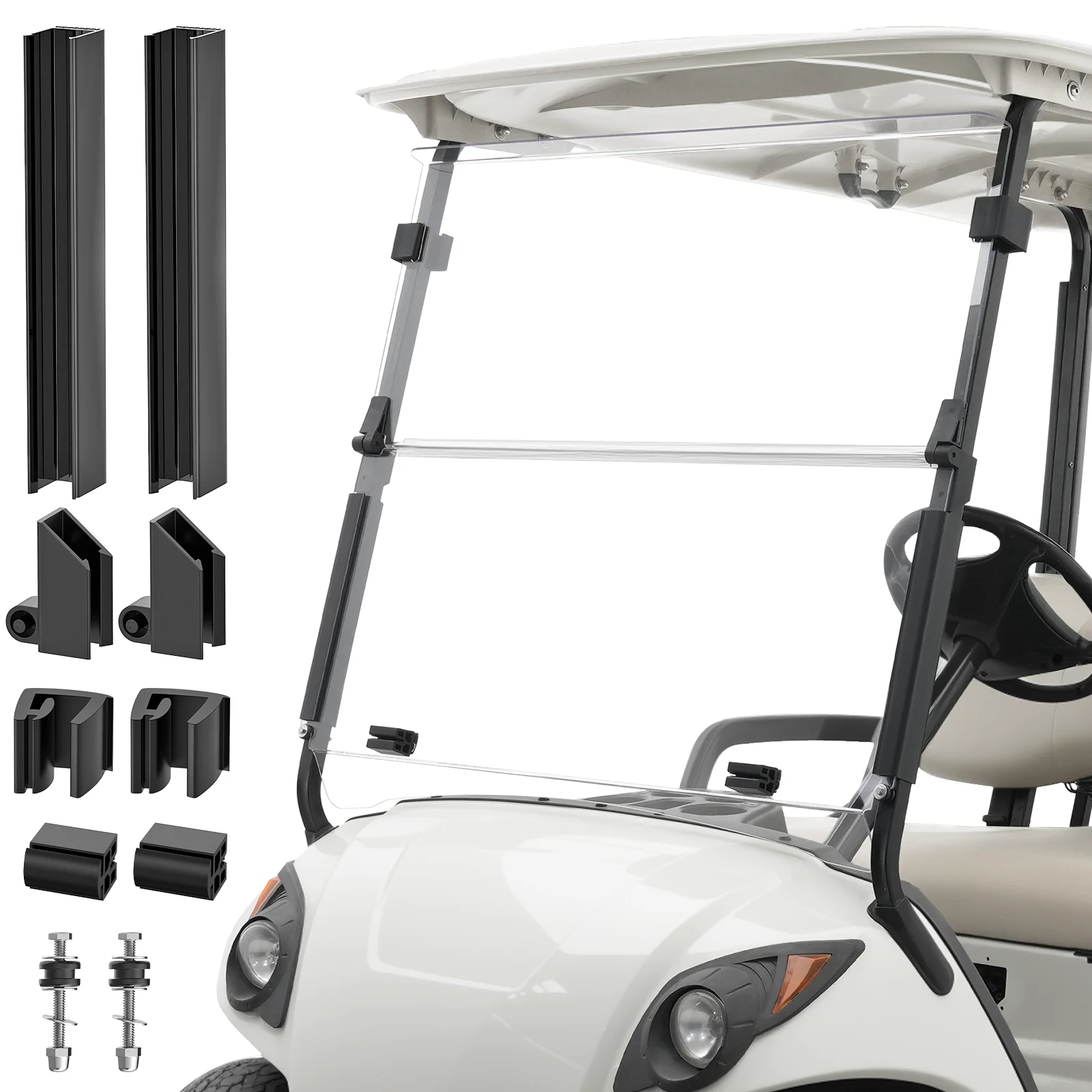 Pare-brise pliable pour chariot de Golf, clair/ teinté, adapté à Yamaha G29 Drive 2007 – 2016, gaz et électrique avec PC haute dureté