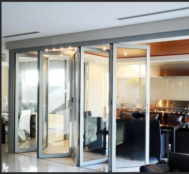 *R# Aluminum Glass Patio Exterior Bifold Doors Australia Standard Double Glazing Aluminum Bi Folding Door Garage