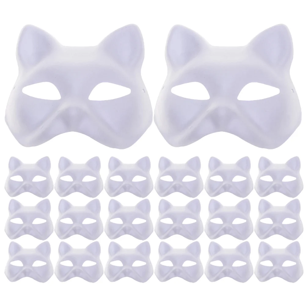 

20pcs Blank Cat Masks Paper Blank Masks DIY Hand Painted Cat Masks Props for Costume Parties Birthdays and More