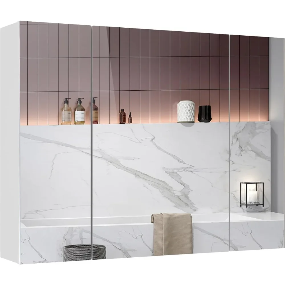 

Medicine Cabinets Bathroom Mirror Cabinet with 3 Door 31.5 x 23.62 Inch Bathroom Wall Cabinet with Mirror Wall