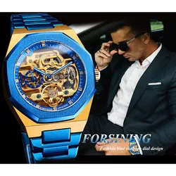 Forsing Hollow Men's Watches Waterproof Tourbillon Fashion Stainless Steel Top Night Glow Automatic Mechanical Watch for Men